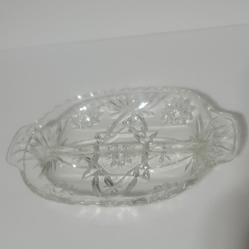 Vtg Anchor Hocking Star Of David Relish Dish